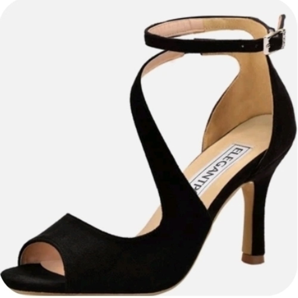 Elegant Black Ankle Strap Heels